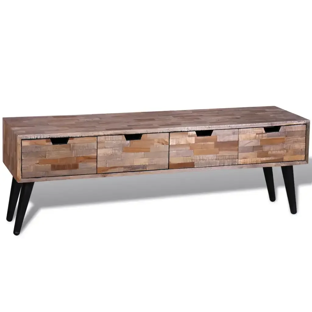 

New Arrival TV Cabinet with 4 Drawers Reclaimed Teak Vintage Style Desks Set TV Stand for Living Room Bedroom