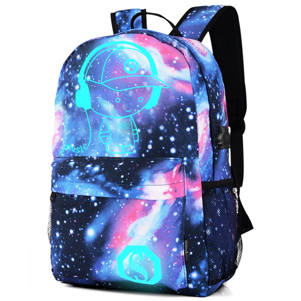 Популярный школьный рюкзак для девочек-подростков с изображением Галактики, серебристого цвета, USB зарядное устройство, Противоугонный замок, звездное небо, Вселенная, космическая школьная сумка