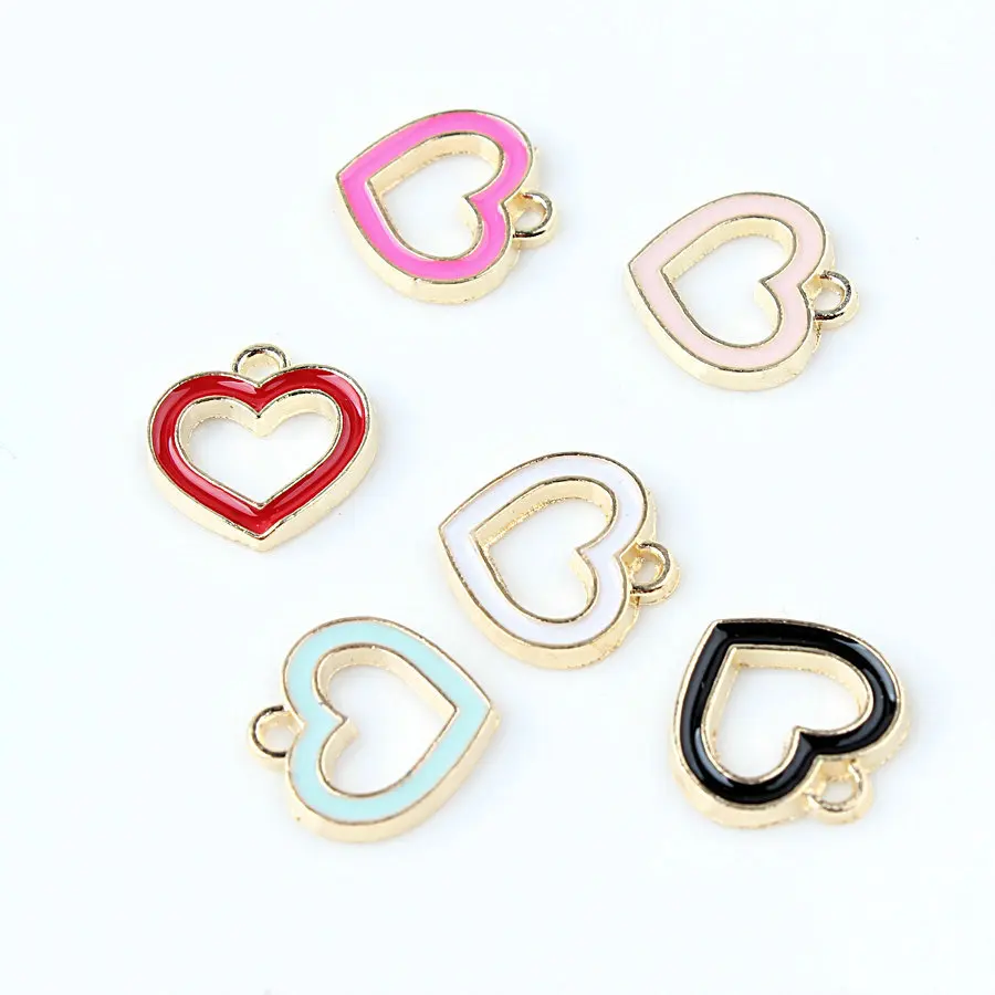 

Hot DIY New 10pcs Fashion charms Gifts Enamel Hollow love Alloy Pendant Making Hair Bracelet Necklace Jewelry Accessories
