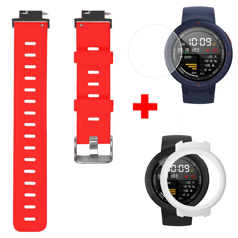 Color6 2 в 1 силиконовый браслет на запястье для Xiaomi Huami Amazfit Verge 3, защитный чехол, пленка для Huami Amazfit Verge, умный ремешок для часов - Цвет: Color6