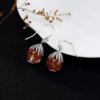 

2018 Promotion Real Brinco Pure Inlay Restoring Ancient Ways South Agate Round Bead Wholesale High-grade Joker Earrings