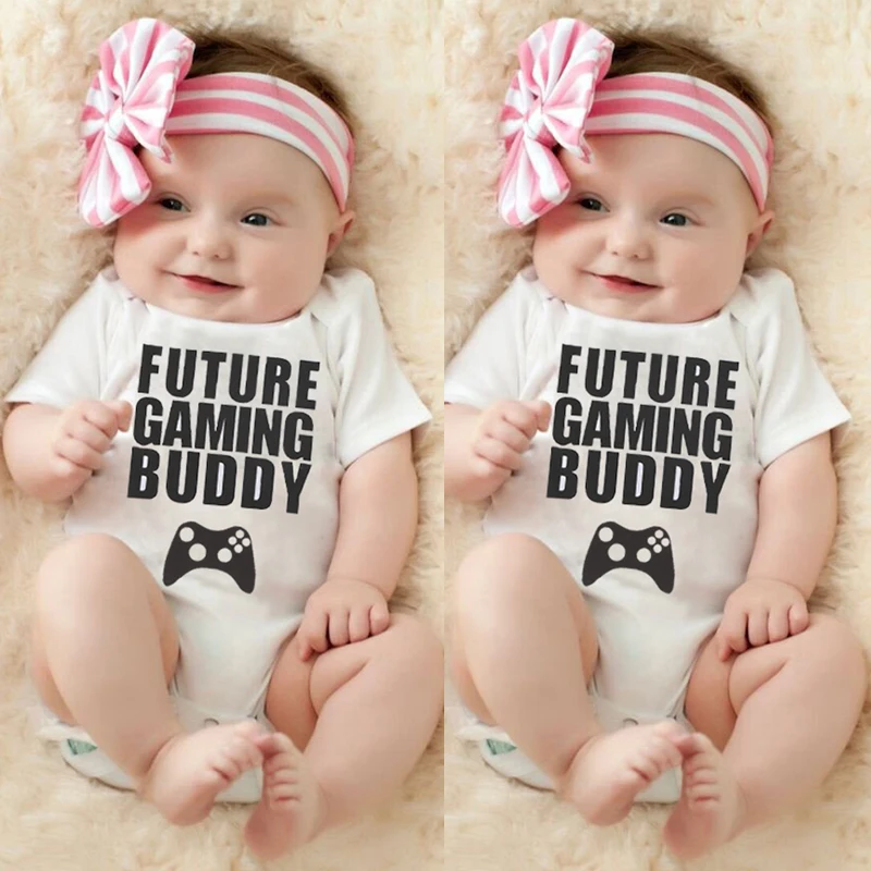 2017 летний игровой боди с надписью Buddy для новорожденных комбинезон маленьких