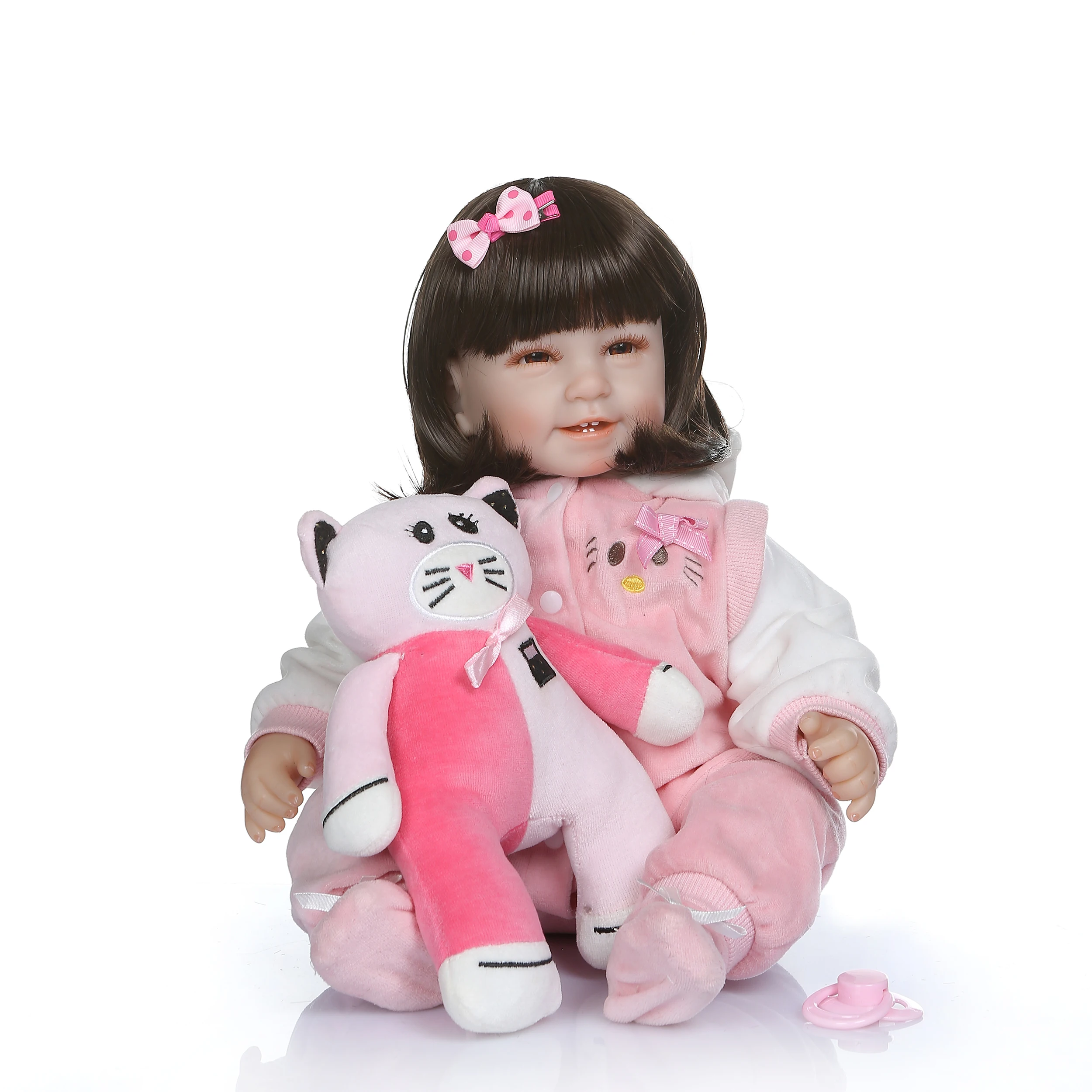 

2019 new Smile Face Bebe Reborn girl Doll Lifelike Soft Silicone Reborn Baby Dolls Toys For children Christmas gift Fashion Doll