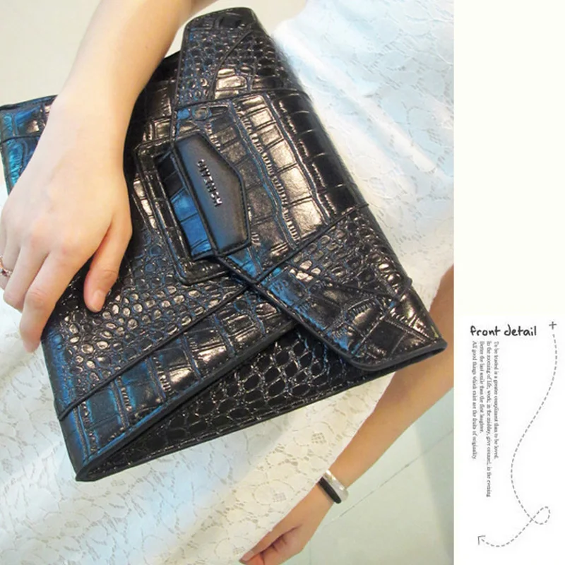 The trend of female bags fashion women's day clutch for Crocodile clutch envelope bag clutch bag big bag