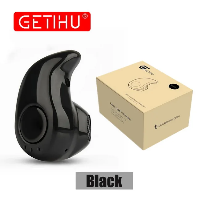 GETIHU Bluetooth наушники мини беспроводные вкладыши беспроводные Hands free наушники Спорт стерео гарнитура наушники телефон для samsung - Цвет: Black