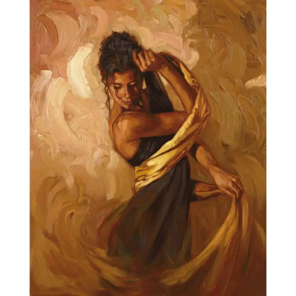 Portrait painting Dancers Golden Seduction Spanish art canvas oil