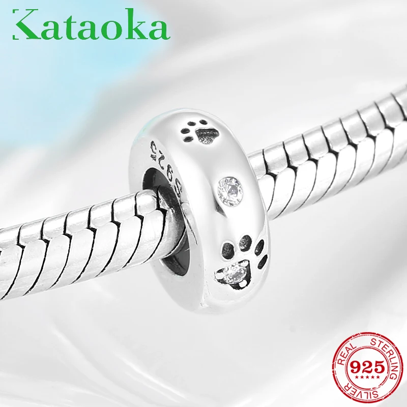 

2019 Fashion 925 Sterling Silver Cat claw CZ round Spacer Stopper Beads Fit Pandora Original Bracelet beads Jewelry making