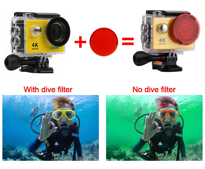 Екеn H9/H9R действие Камера Ultra HD 4 K/25fps Wi-Fi 2," 170D шлем Подводные Камера водонепроницаемый Cam Спорт Камера