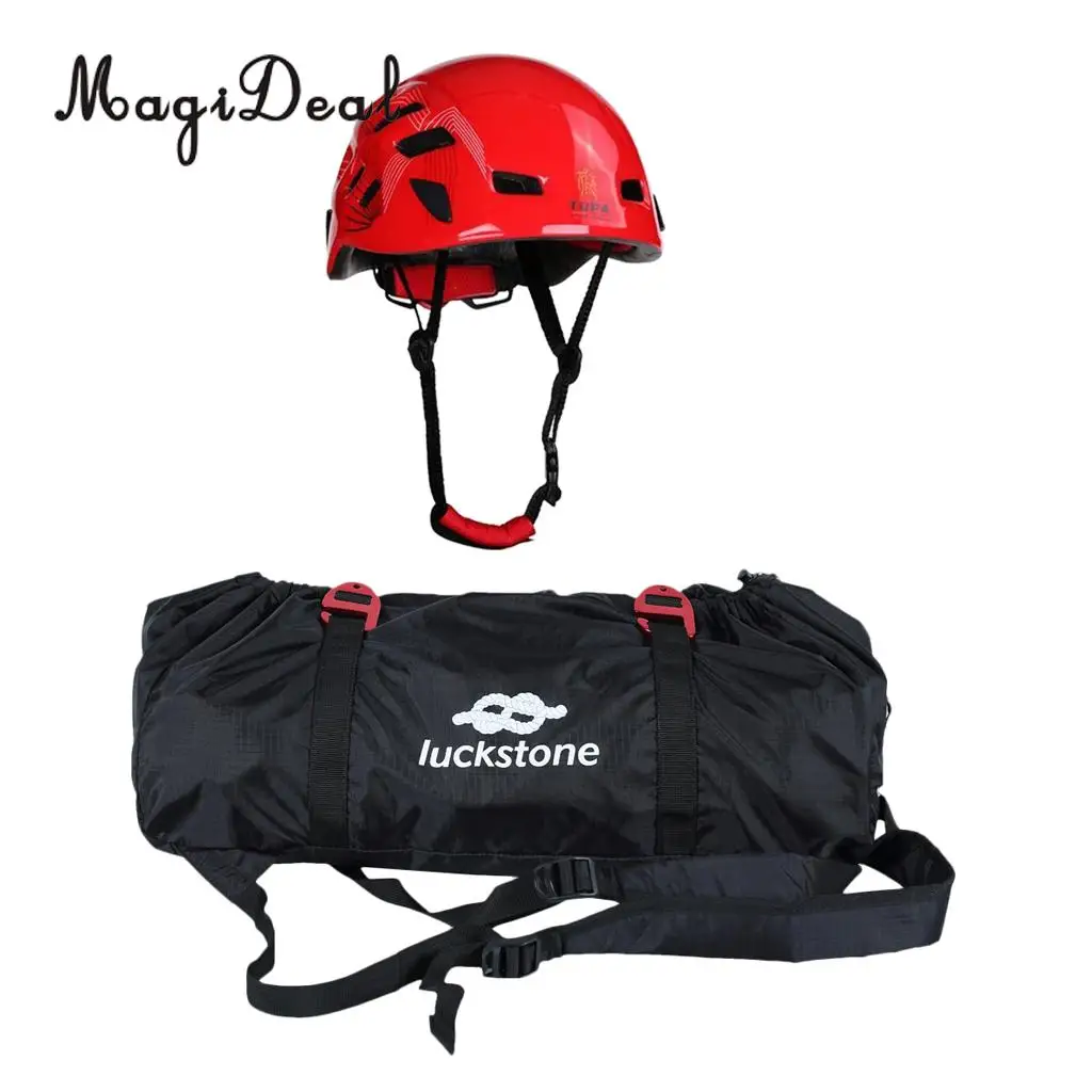 MagiDeal Folding Rock Climbing Arborist Caving Rigging Rescue Rope Cord Carry Bag Gear Backpack Ground Sheet + Safety Helmet