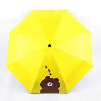 

Clear Umbrella Bear Printed 3 Folding Sun Rain Umbrella Outdoor Travel UV Protective Windproof Sunscreen Black Mens Gifts Z503