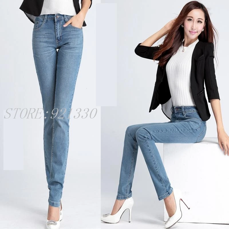 Высокое качество, женские маленькие прямые джинсы, длинные штаны с высокой талией для девочек, модные женские узкие брюки, 26-34 GRG