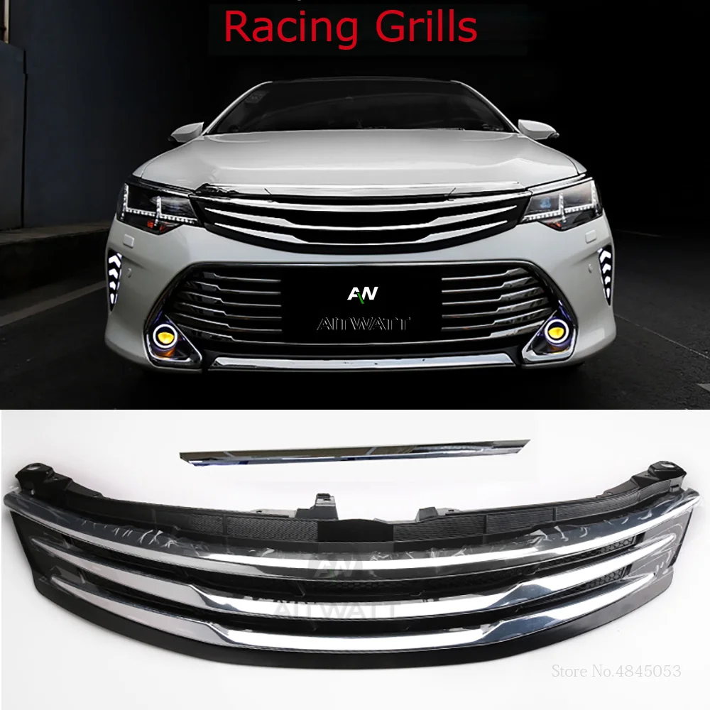 

AITWATT For Toyota Camry 2015 2016 2017 Auto ABS Chrome Grille Modify Front Grilles Shiny Front Center Mesh Grills Car Styling
