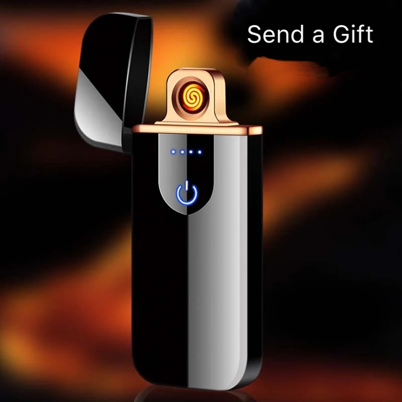 

Fingerprint induction USB Charging Lighter Windproof Electronic Cigarette Lighter Accessories men's Creative Custom