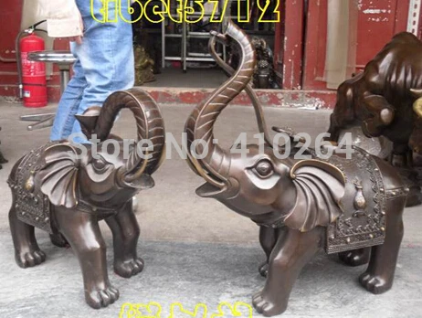 

pair Tibetan Buddhist bronze money igot and ruyi elephant lovely statue