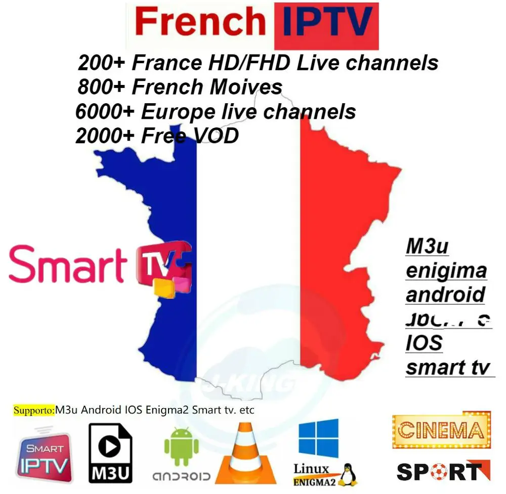 Французский IPTV стабильный сервер 1 год 7000+ Europn арабский французский Бельгия Испания IPTV подписка поддержка M3U/Android/Enigma2 dazn