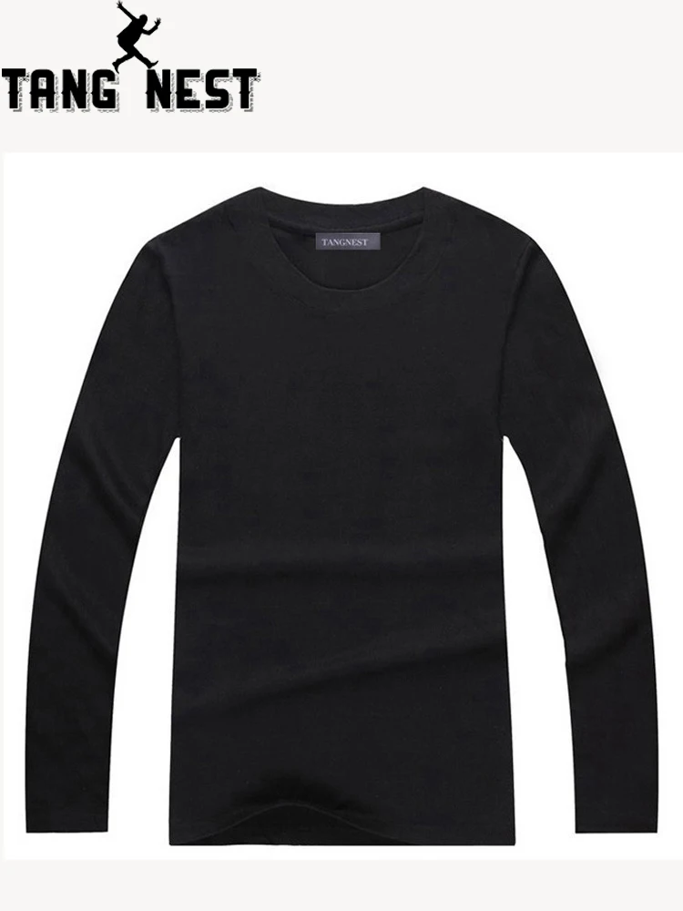 

TANGNEST Simple Design Long-sleeve T-shirts 2019 Spring O-Neck T shirt Men Slim Fitness Long-sleeved T Shirt Male Palace MTL735