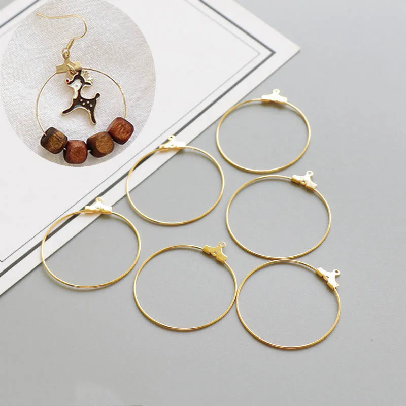 

10Pcs Meatl Round Wire Loop Earring Components Findings DIY Ear Charms Connector Accessories Metal Circle For Jewelry Making