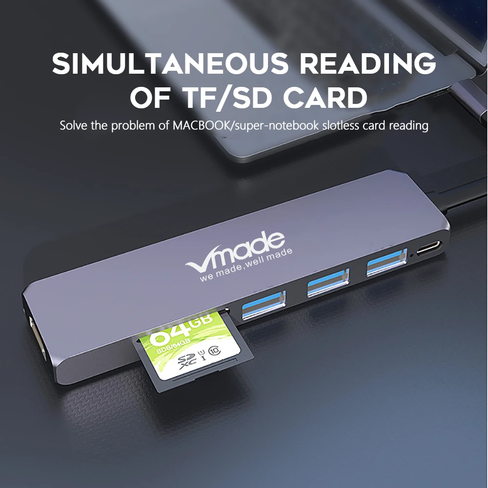 Vmade USB C USB-C a HDMI USB 30 SD/TF lector de tarjeta centros with divisor para MacBook Pro Huawe