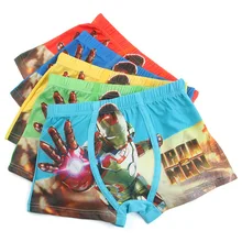 5 шт./лот; детские трусы-боксеры для мальчиков; нижнее белье для мальчиков; трусы из молочного шелка с изображением Железного человека; трусы для детей 3-11 лет; 18 TP01