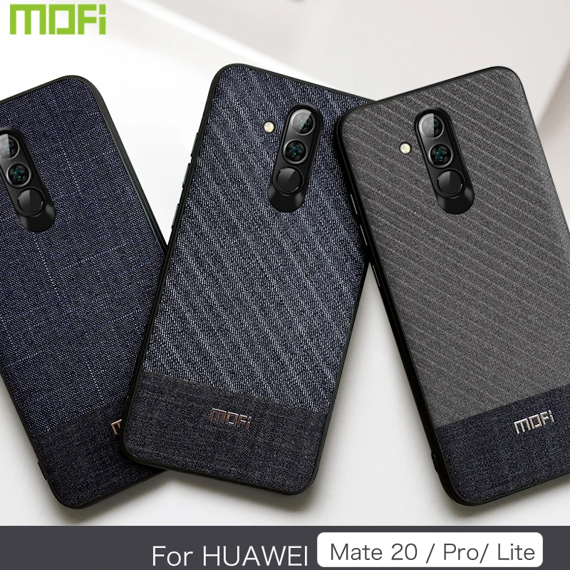 

For Huawei Mate 20 Lite Case Mofi For Huawei Mate 20 Pro Case Back Cover Handcraft Gentleman Fabric Suit Cloth mate20 Bussiness
