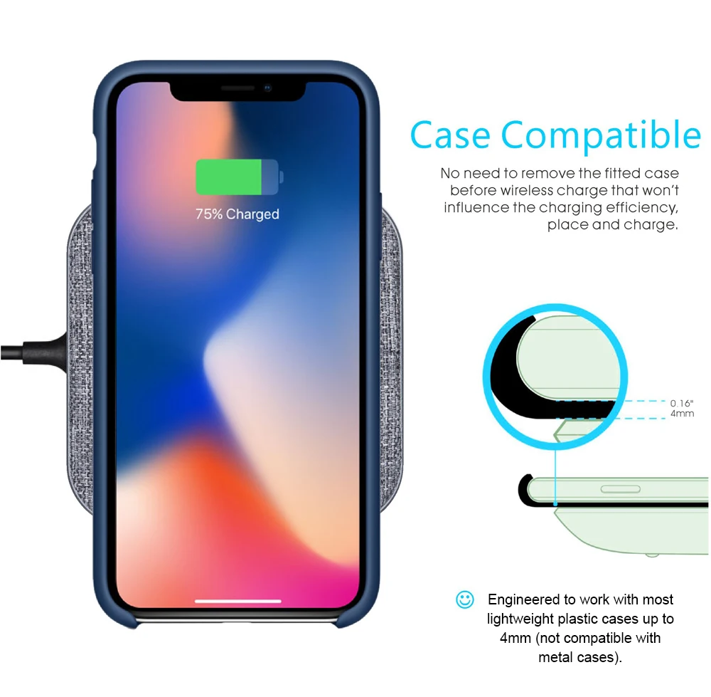 Ascromy 10W Wireless Charger QI Fast Charging Pad for iPhone Xs Max XR X 10 8 Plus 8plus Xiaomi Samsung Galaxy S9 S8 S10 Note 9 Cordless Accessories (4)