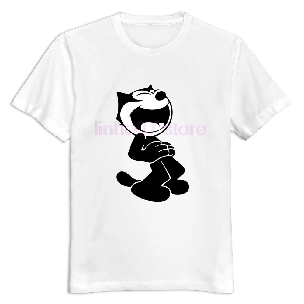 

YWT Felix The Cat Laughs Men T Shirts Short Sleeve Cool White