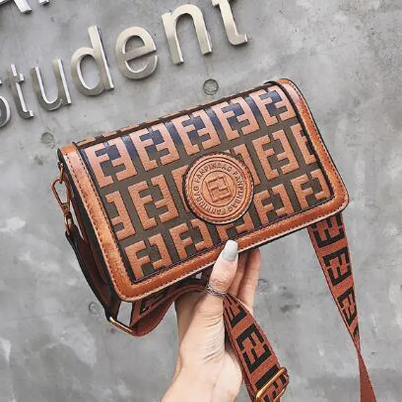 

2019 Fashion Ladies Bag Luxury Leather Handbag Printed Casual Pu Bag Wide Shoulder Strap Clutch Bag Messe 6504/L