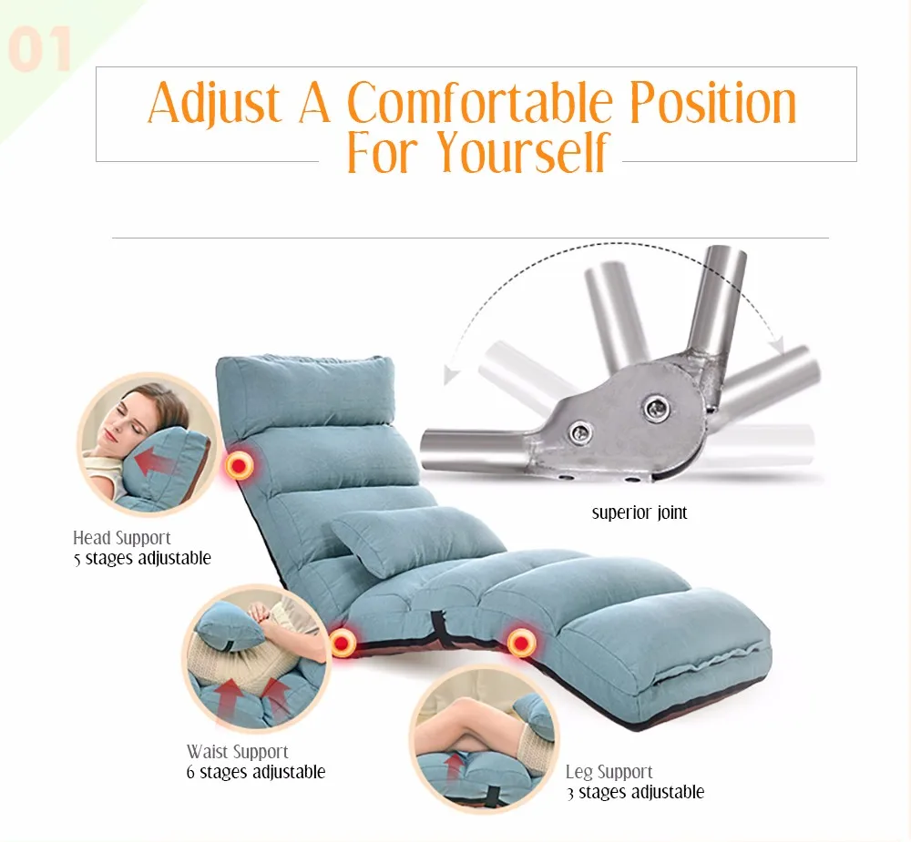Adjustable Lazy Sofa Floor Chair with Feet Cushion
