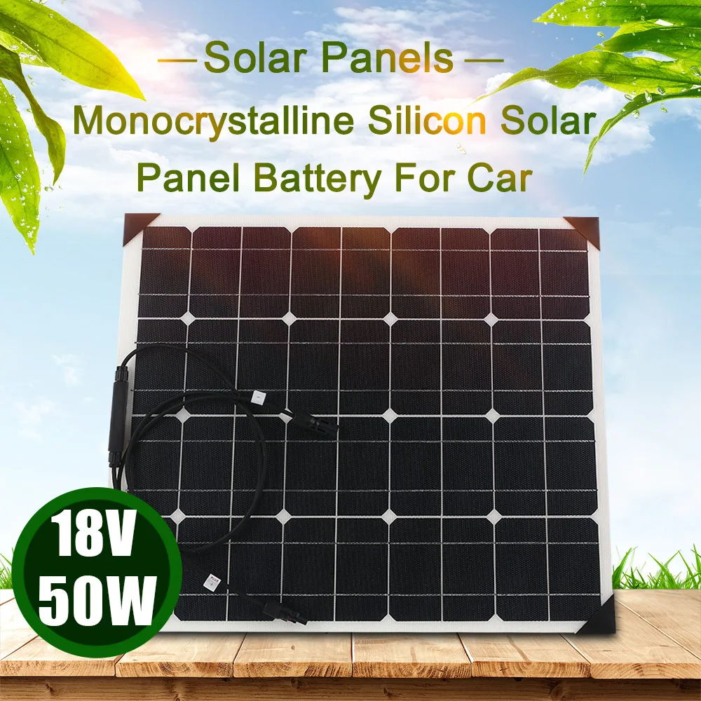 

Solar Panel System Monocrystalline Silicon Solar Panels 50W 18V ETFT Honeycomb Surface 25% High Conversion Rate RV Homeuse
