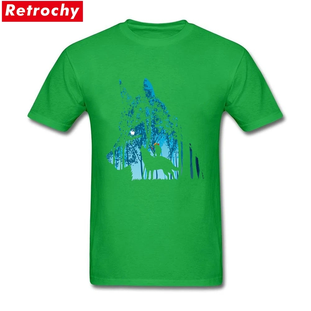 Оригинальная Мужская футболка Hime Lgith Up с круглым вырезом и коротким рукавом, футболка принцессы Мононоке, мужские повседневные футболки - Цвет: Зеленый