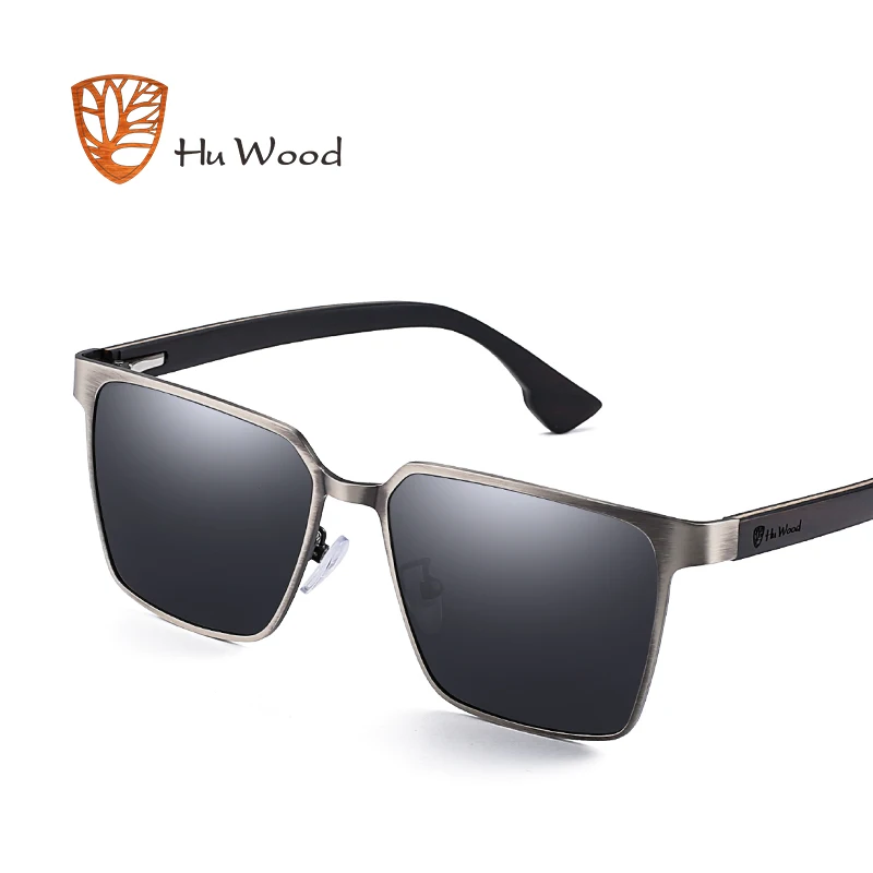 HU деревянные солнцезащитные очки с металлической оправой, весенние деревянные дужки с поляризованными линзами, 4 цвета и солнцезащитные очки для мужчин и женщин GR8037 - Цвет линз: C1