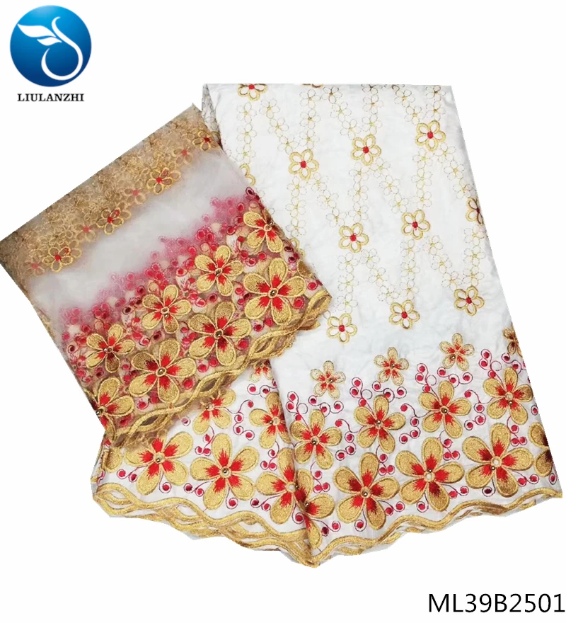 

LIULANZHI white bazin riche getzner cotton fabric with embroidery lace flower christmas fabric 2yards scarf 7yards/lot ML39B25