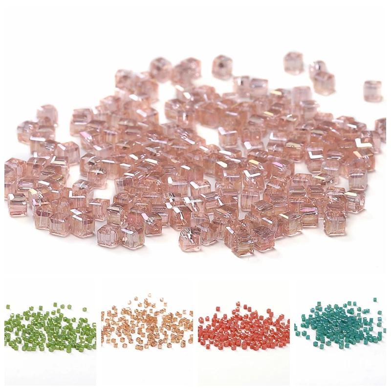 

Square-shape Crystal Beads for Jewelry Making 30 Colors AB 100pc 2mm Austria Crystal Cube Beads Bracelet Necklace DIY C-1