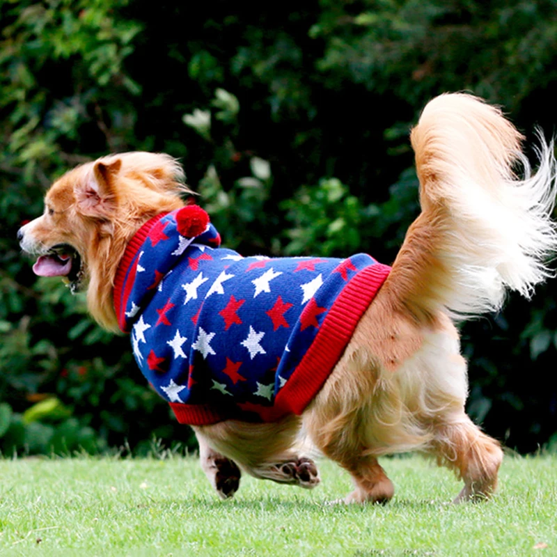 

dog clothes Big dog star hooded sweater The golden retriever samoyed border large breed husky dog sweaters free shipping