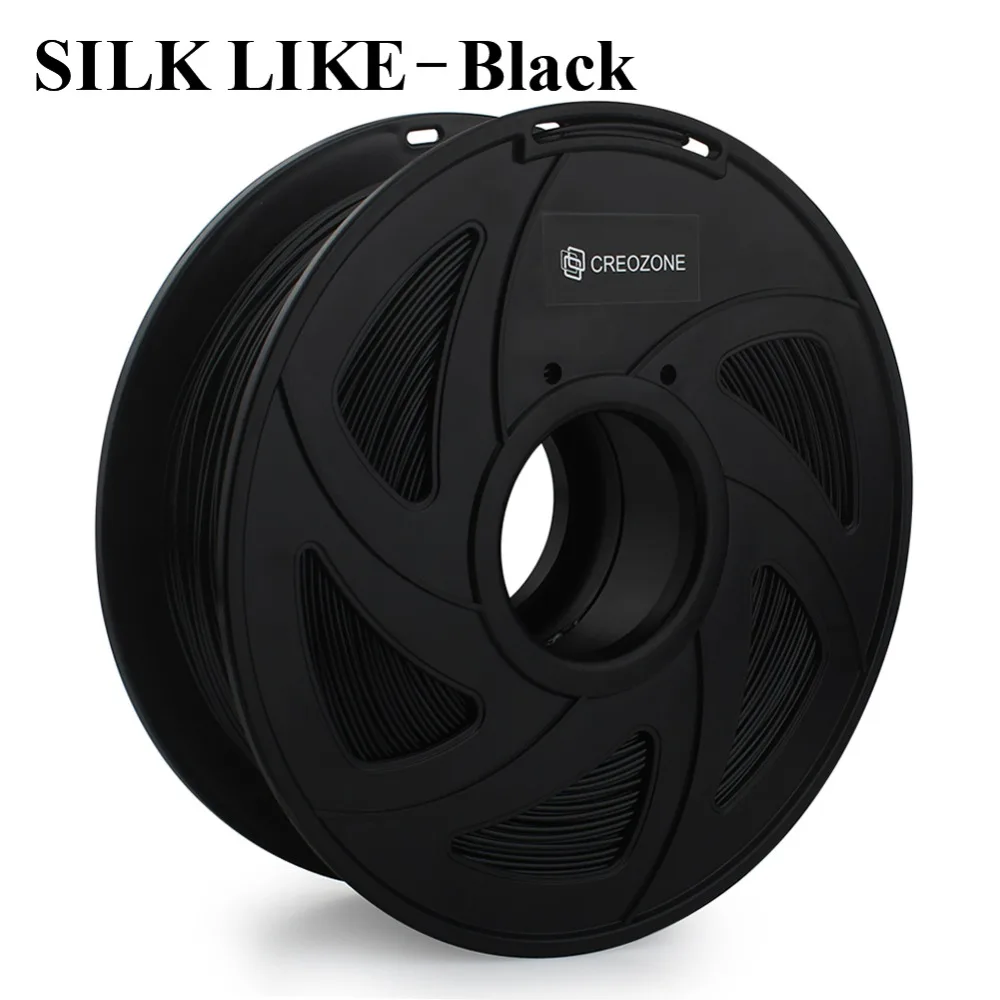 

CREOZONE Plastic for 3D Printing Silk PLA Filament 3D Printer Filament 1.75 1kg SILK LIKE Series Black Color