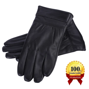 

2018 Rushed New Arrival Solid Wrist Guantes Tactical Gloves Soft Mens Leather Gloves Genuine Nappa Lambskin With Lining Winter