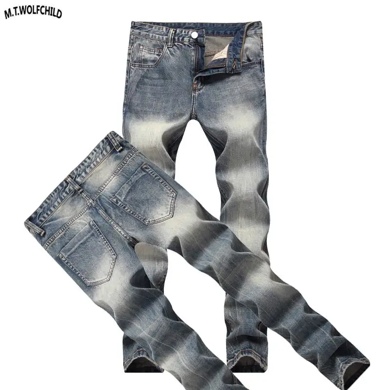 

Fashion vintage 2018 Autumn Mens denim long pants casual distressed male Jeans Masculino Trousers mens straight blue jeans 28-42