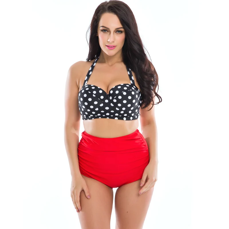 halter top high waisted swimsuit