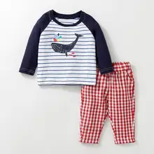 Комплекты детской одежды, топ из 2 предметов для новорожденных, Детская футболка с длинными рукавами+ штаны, комплект одежды из 2 предметов