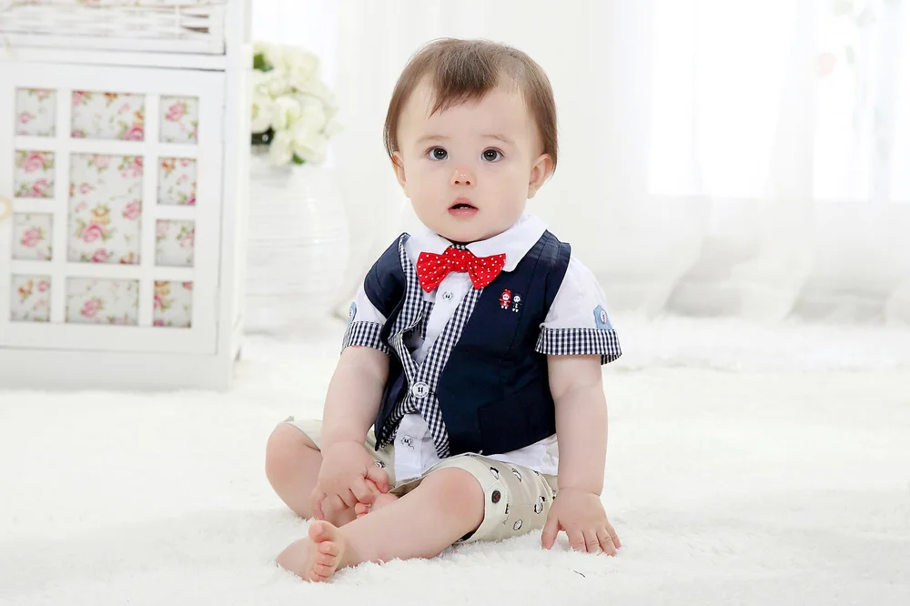 Anlencool/, европейский и американский детский летний костюм с жилетом с короткими рукавами комплекты одежды для малышей Летняя одежда для малышей