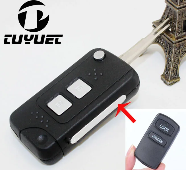 New 2 Buttons Modified Flip Folding Remote Key Shell For Mitsubishi Galant Car Key Blanks  Case smart remote key shell for subaru 4 buttons replcaemetn car key blanks case