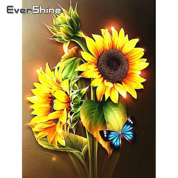 

EverShine Diamond Painting Sunflowers Picture Of Rhinestones Diamond Mosaic Flowers Cross Stitch Diamond Embroidery Home Decor