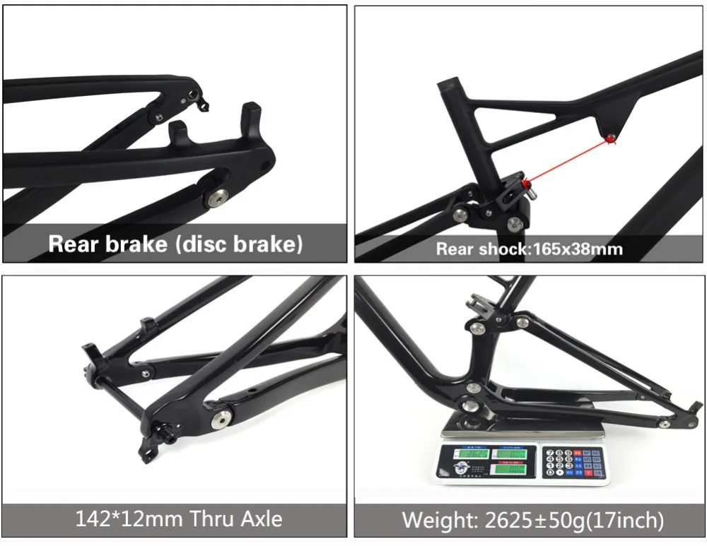 Discount Spcycle 29er Full Suspension Carbon Frame, Carbon MTB Frame 29er Mountain Bike Carbon Frame 142*12mm Thru Axle 165*38mm Travel 10