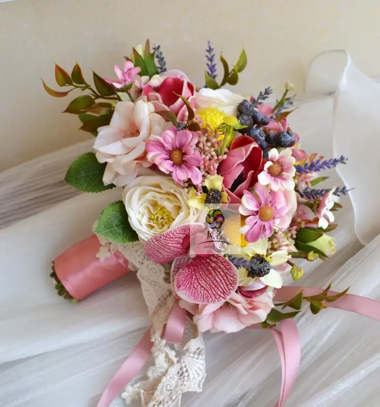 

Handmade Wedding Supplies Bridal Bridesmaid Bouquet High Quality Artificial Flowers Luxury Bride Holding Flower Home Decoration