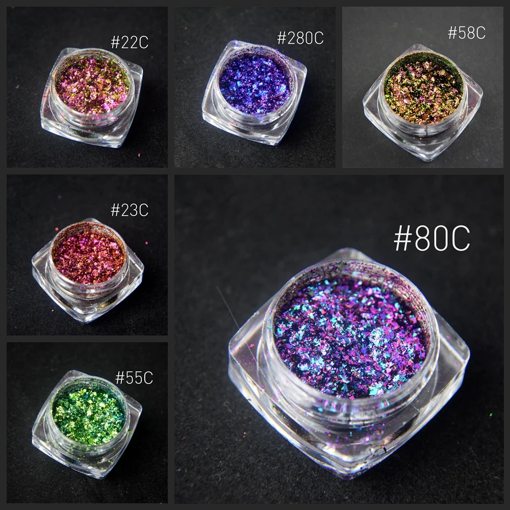 

0.2gram Mermaid Effect Nail Flake Chameleon Flakies Unicorn Multichrome Glitters Galaxy Powder Nail Art Decoration