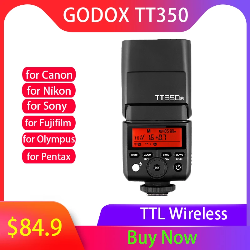 

GODOX Flash TT350 Speedlight Mini Flash Light Speedlite Flash For Canon Nikon Olympus Panasonic Sony Fujifilm Pentax Panasonic