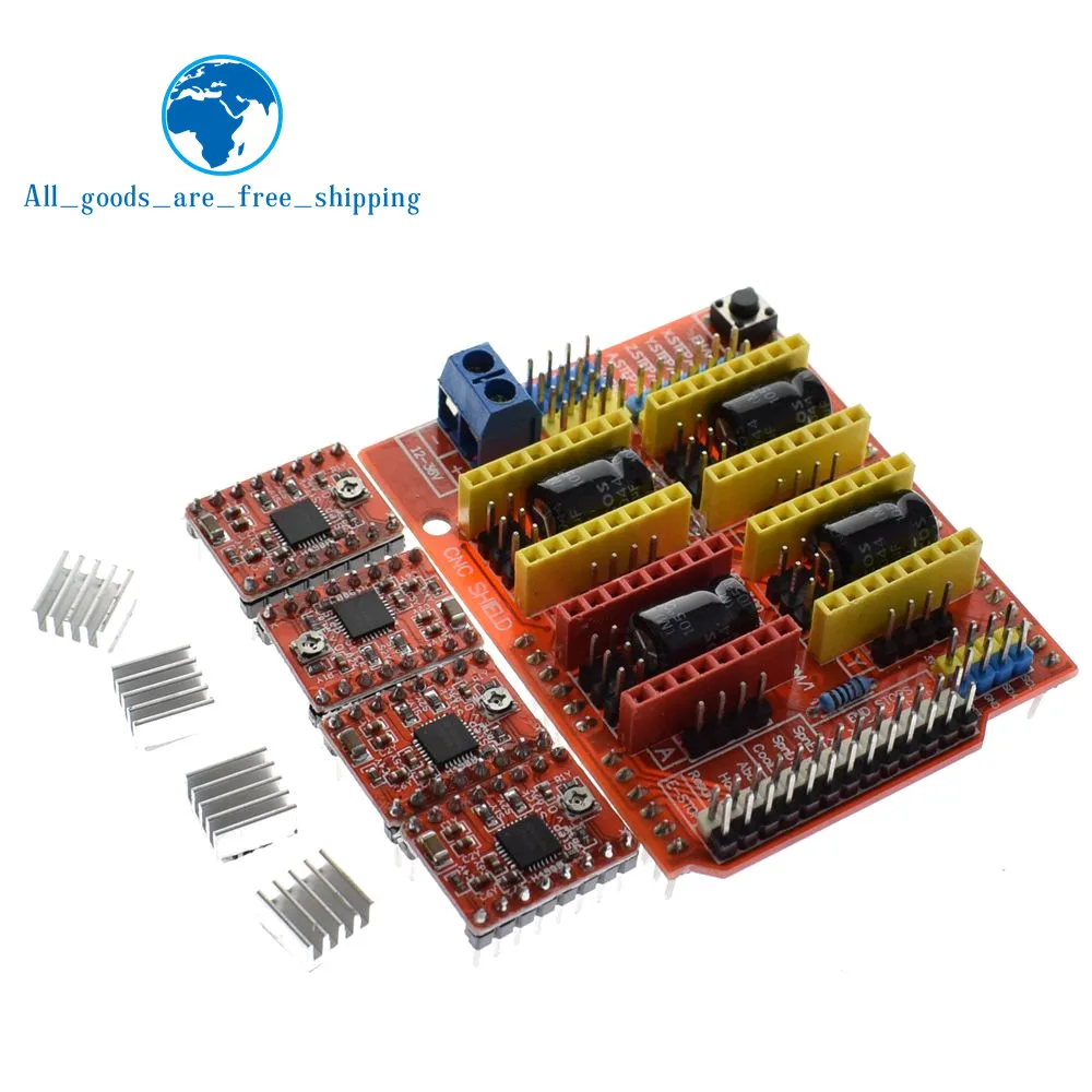 

TZT New cnc shield v3 engraving machine / 3D Printer / + 4pcs A4988 driver expansion board