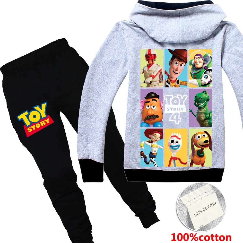 Toy Story 4 Cartoon Cosplay Kids Cotton Clothes Sets Baby Girls Boys Sports Hoodie T-Shirt Pants 2pcs/Sets Casual Tracksuit