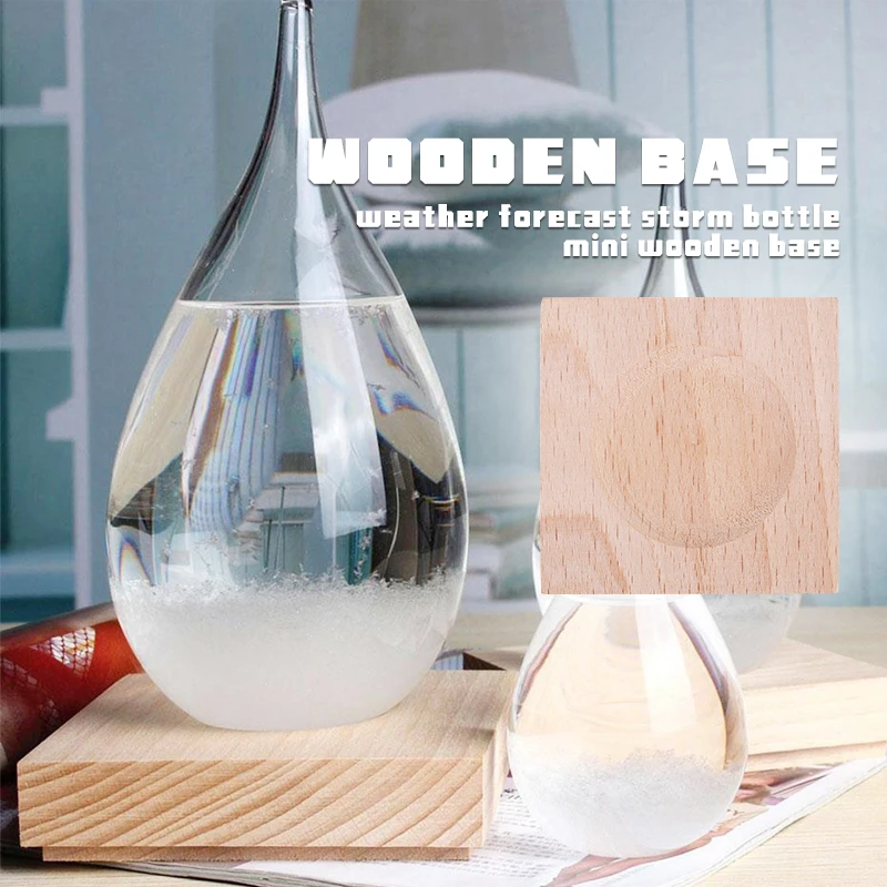 

Wood 6.5*6.5*1.8cm Holder Articles Home Decor Storm Bottle Bracket Wooden Base Glass Figurines Barometer Shelf Durable Support