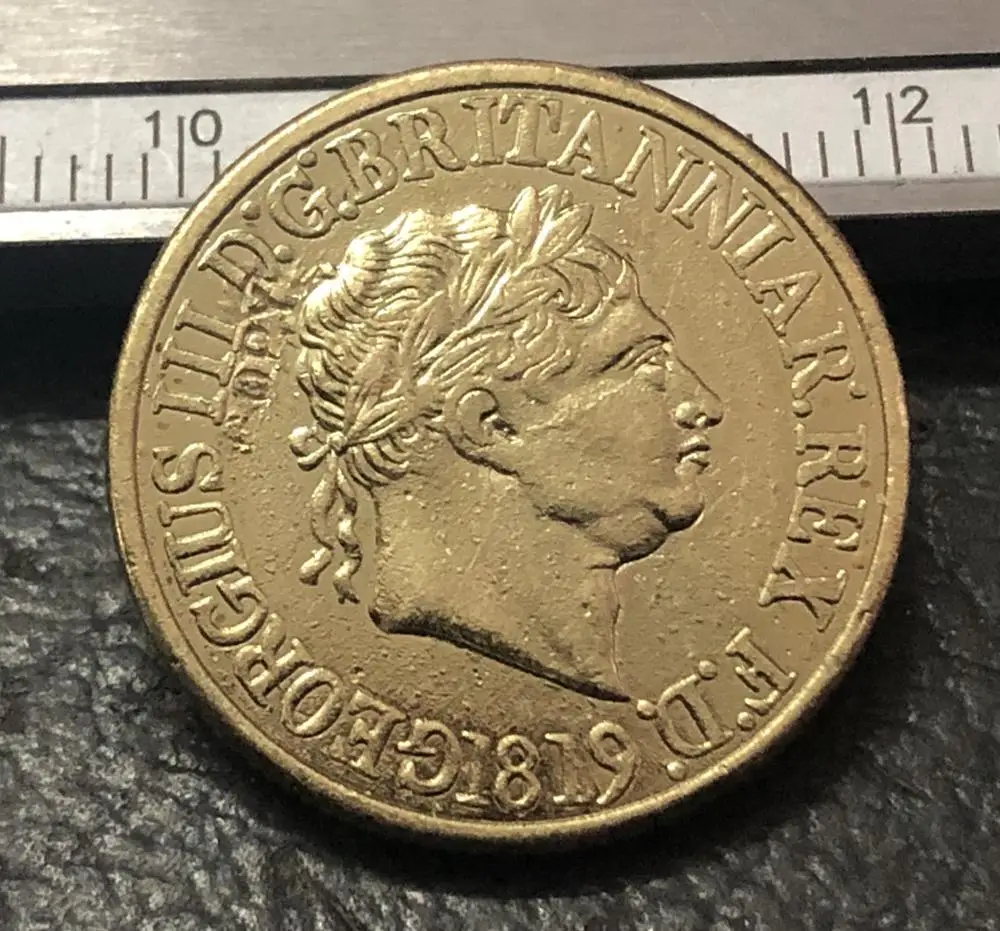 1819 Великобритания 1 Sovereign-Джордж III 9999 чистая позолоченная копия монеты | Дом и сад